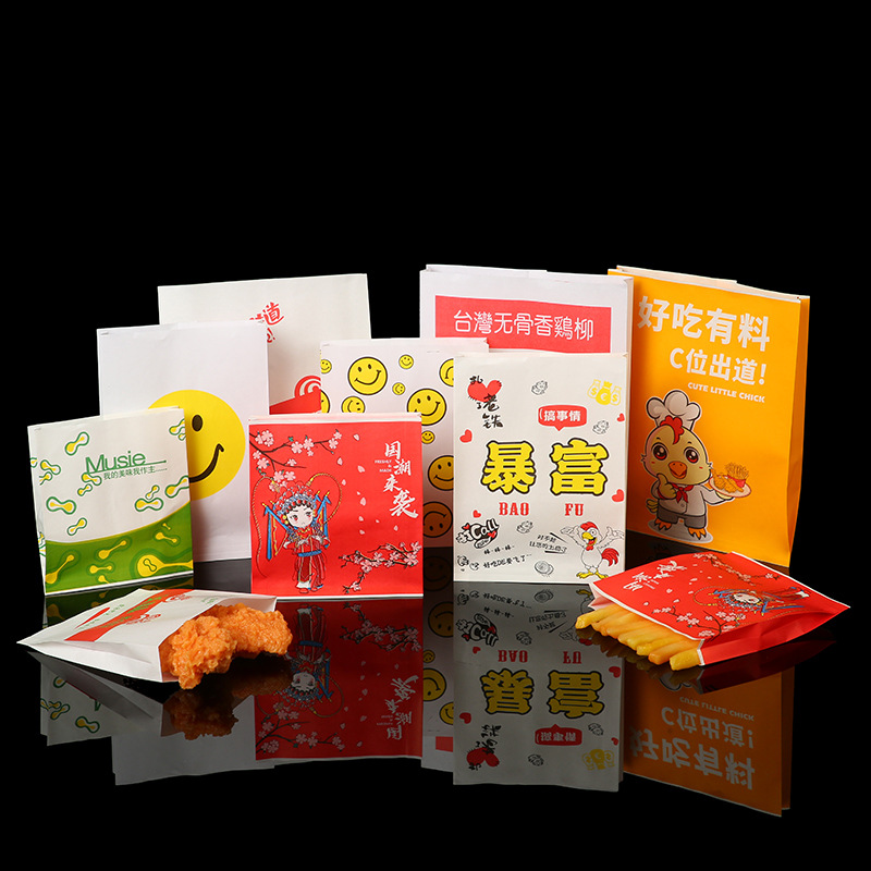 Custom Oil-Proof Fried Chicken French Fries Food Packaging Kraft Paper Bag in Luxury Style