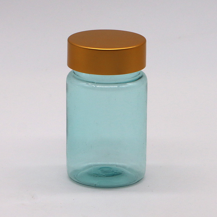 Health Care 70ML PET Plastic Capsule Pill Bottle with Gold Silver Cap
