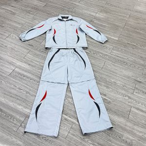 OEM Sublimation Print Color Block Windbreaker Polyester Jacket And Joggers Sweatpants Tracksuit For Men Fast Shipping