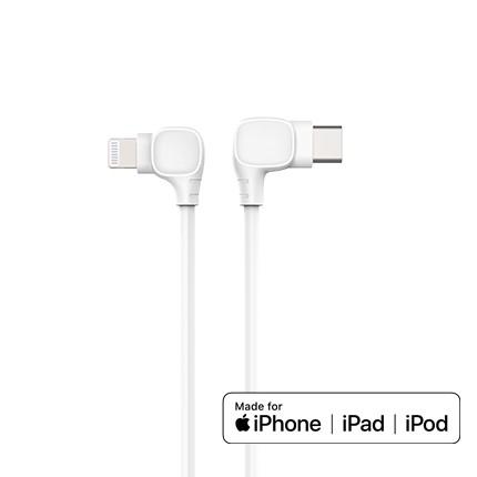 USB-C to 90 Degree Lightning Cable (3 ft), MFi Certified, Supports Power