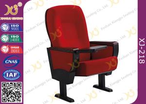China Solid Rubber Wood Armrest Audience Seating Chairs Fire Retardant Fabric factory