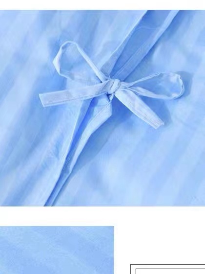 Customized Hospital Medical Fitted Bedding Set Solid Striped 100% Cotton Fabric 3 Piece
