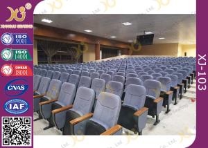 China Upholstery Cold - Rolled Steel Footrest Audience Seating Chairs With Writing Tablet factory