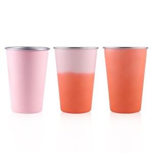 China Leak Proof Single Wall Stainless Steel Cup Color Changing Insulated Iced Coffee Tumbler With Straw Easy To Store For Family Dinner Or Outdoor factory