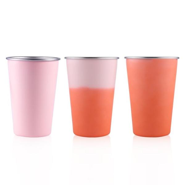 Leak Proof Single Wall Stainless Steel Cup Color Changing Insulated Iced Coffee