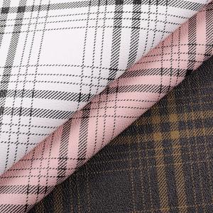 China Bags Plaid Striped Printed PVC Faux Leather Fabric Artificial Scratch Resistant factory