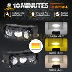 Full Aluminum White Yellow Dual Color Flash 2 Eyes 3 Eyes LED Headlights For