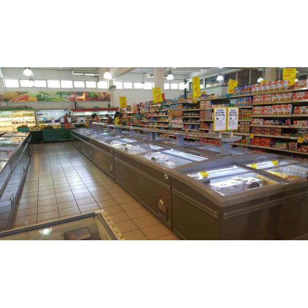 Danfoss Compressor Supermarket Island Freezer With Static Cooling System