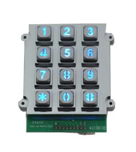 China Die casting vandal proof industrial backlight dot matrix USB 12 key keypad factory