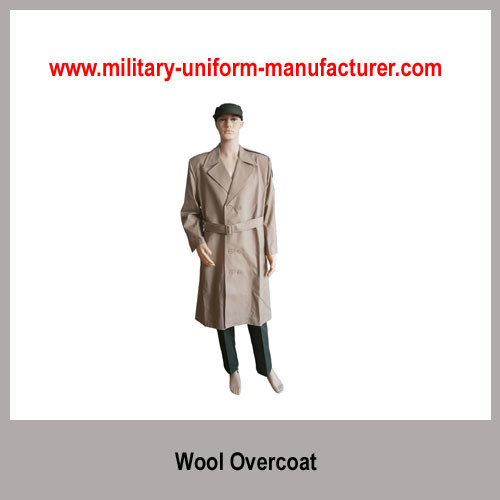 China Military Khaki Color Wool Polyester Overcoat For Army Officer Suits factory