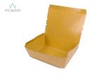 Square Brown Paper Takeaway Boxes With Integrated Cover For Cake / Snacks Food