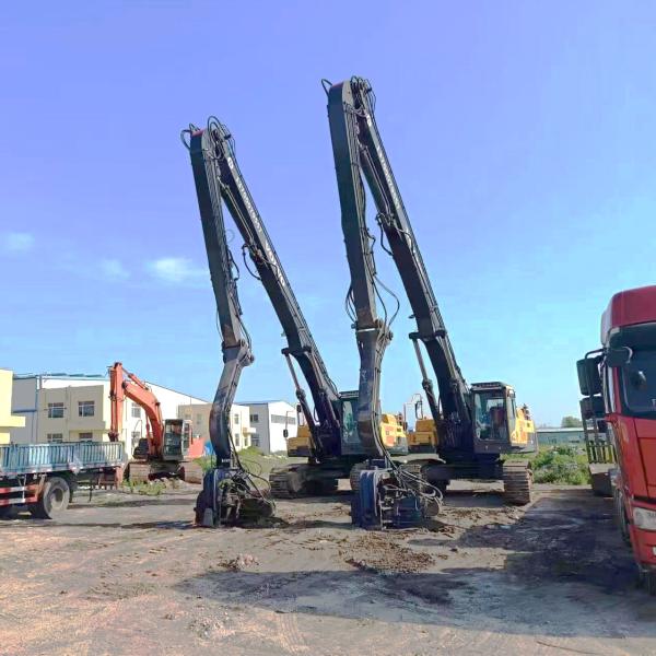 China 20-85T Excavator Pile Driver Arm Long Boom With Pile Driver Hammer factory