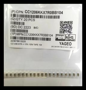 China X7R 1206 Coating Multilayer Ceramic Capacitors MLCC 104K / 100V factory