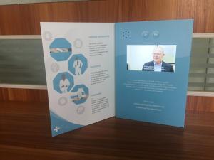 China 5 Inch portrait custom size 6.5×9.5inch Lcd Screen video advertising brochure video booklet for Pharmaceuticals market factory