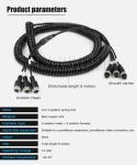 Stretchable 4PIN Black 3 To 3 Aviation Spring Extension Cable Car Camera