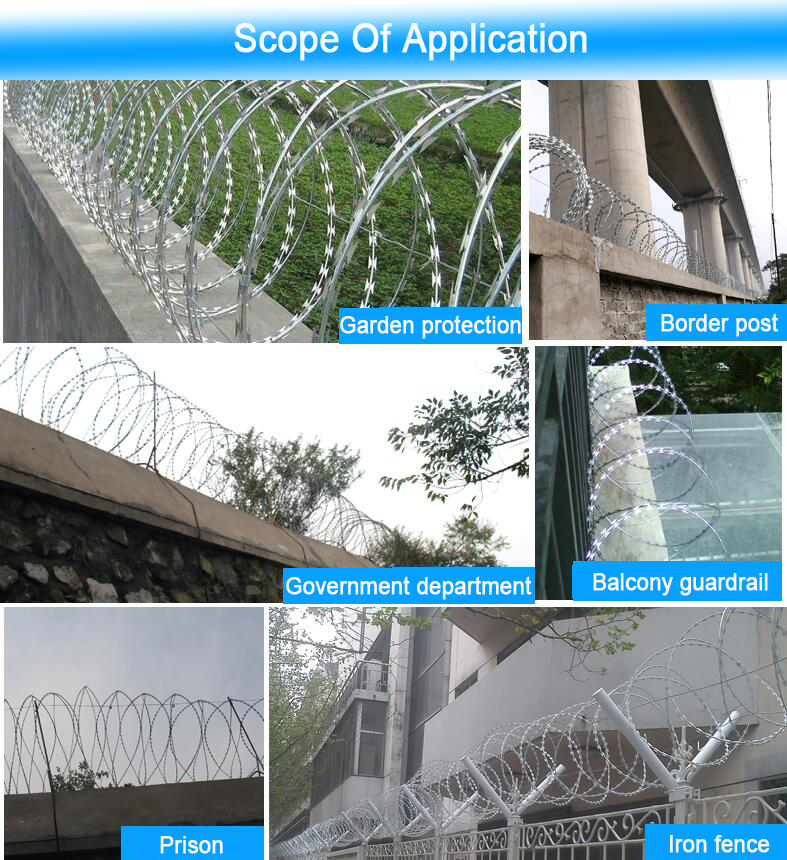 Hot Dipped Galvanized Razor Barbed Wire Concertina Coil 1.6mm
