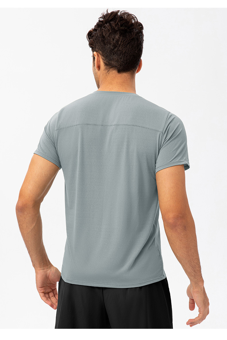 Spring and Summer Men Loose Running Quick Dry Clothes Round Neck T-Shirt Absorbent Breathable Fitness Sports Casual Short-Sleeved Clothes