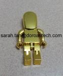 High Quality Metal Gold Robot USB Flash Drive, Gift USB Drives with Laser
