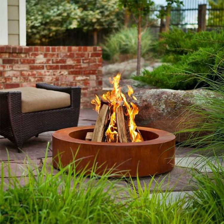  Portable Round Outdoor Garden Corten Steel Fire Pit Camping For Outside Wood Burning For Outdoor And Garden