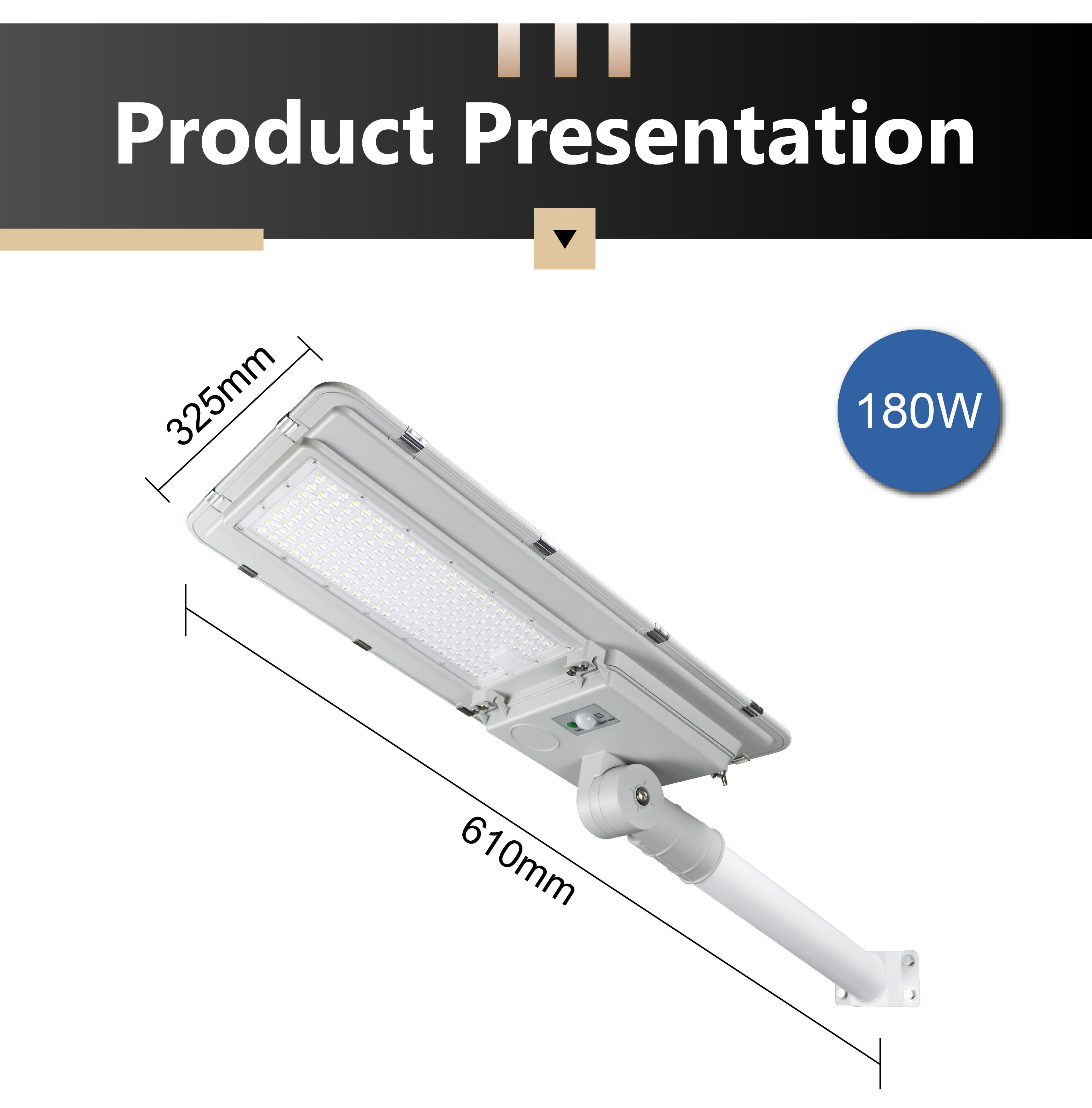 Aluminum 400 Watt Solar Street Light 6500K 400W Motion Sensor Street Lights