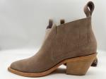 brown soft cow suede leather Womens Dress ankle Boots，abs heel with TPR non-slip