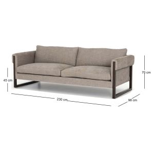 Cotton Upholstery Sofa With Wood Legs Two Three Seater Sofa With Padded Armrests