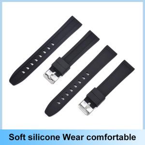 China Custom Black Soft Silicone Watch Strap 18mm With Stainless Steel Buckle Fashionable factory