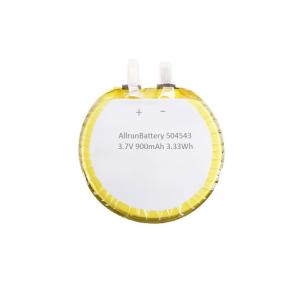 China Custom Reliable Round LiPo Battery 3.7 V 900mAh 504543 For Bluetooth Headphones factory