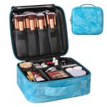 Zipper Closure PU Leather Makeup Bag With Adjustable Dividers