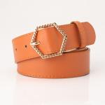 Alloy Buckle Ladies Leather Belt Dress Women 3.4cm Jeans Decorative