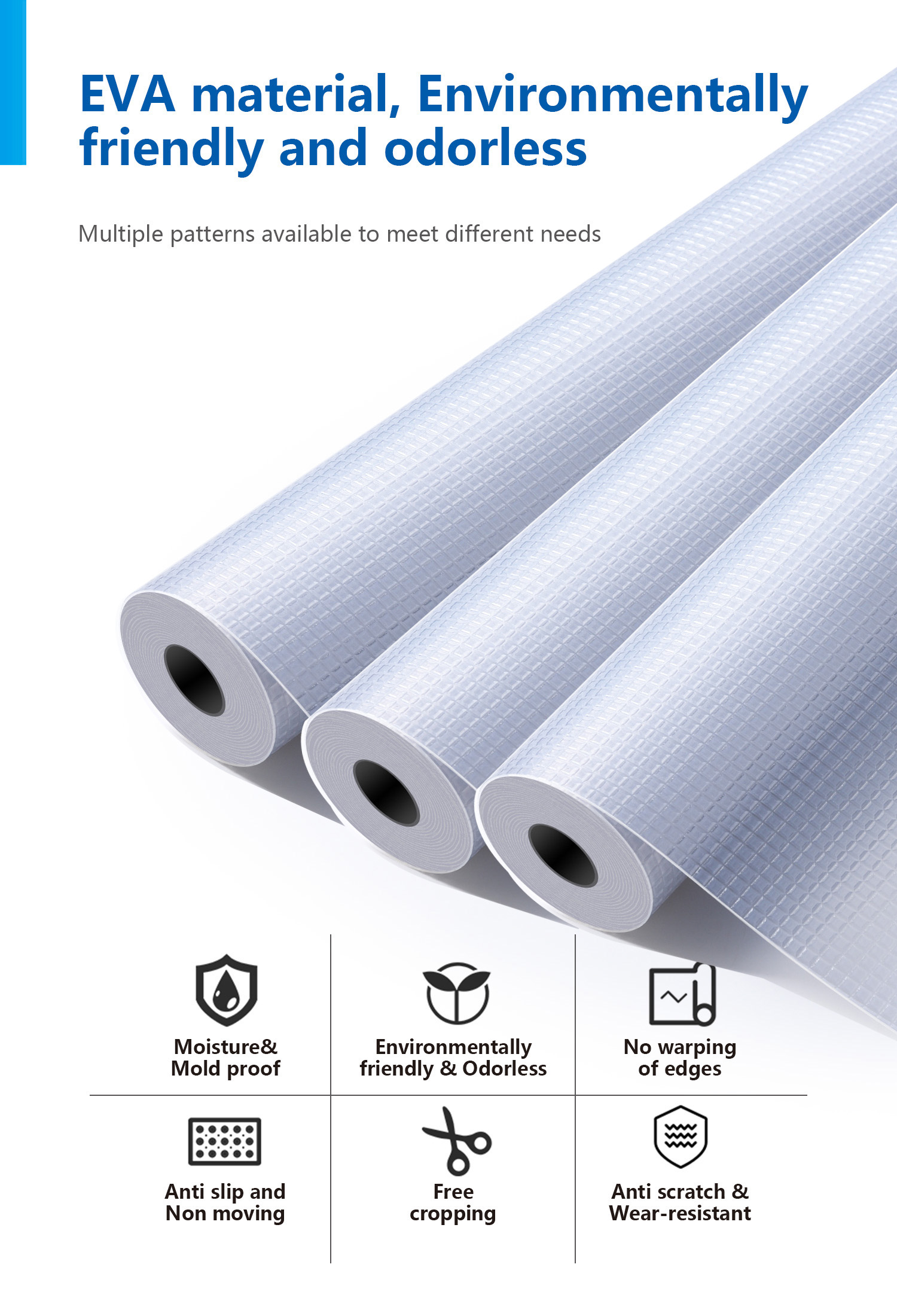 Non Adhesive Non Slip Eva Clear Shelf Liner Roll for Cupboard Cabinet Drawer Fridge