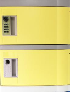 China ABS Material Keyless Security Lockers , 8 Tier Lockers Yellow Door For Factory factory