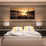 Misty Lake 3 Piece Printed Painting Modern Stretched Framed Contemporary Giclee