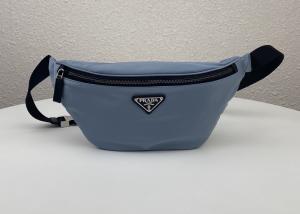 China Triangle Logo Blue Dumpling 33cm Ladies Waist Bag With Zipper Open factory