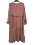 Round Neck Ladies Plus Size Long Sleeve Dresses / Womens Flounce Summer Clothes