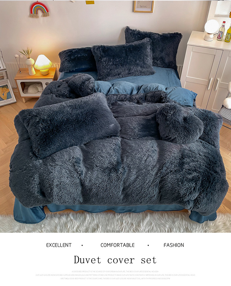 Christmas Luxury Shaggy Super Soft Warm Mink Velvet Duvet Bedding for Autumn Winter