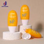 Flat Round Squeeze Bottle 50ml Sunscreen Container Cosmetic With PE Collar And