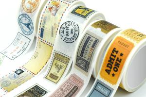 China Tearable Vintage Stamp Printed 7mm Washi Decorative Tape factory