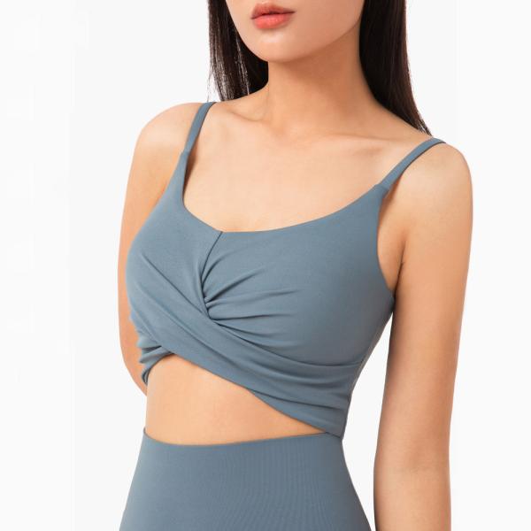 Yoga Workout Sports Bra Cross Folds Sexy Thin Straps Women Running Fitness Yoga
