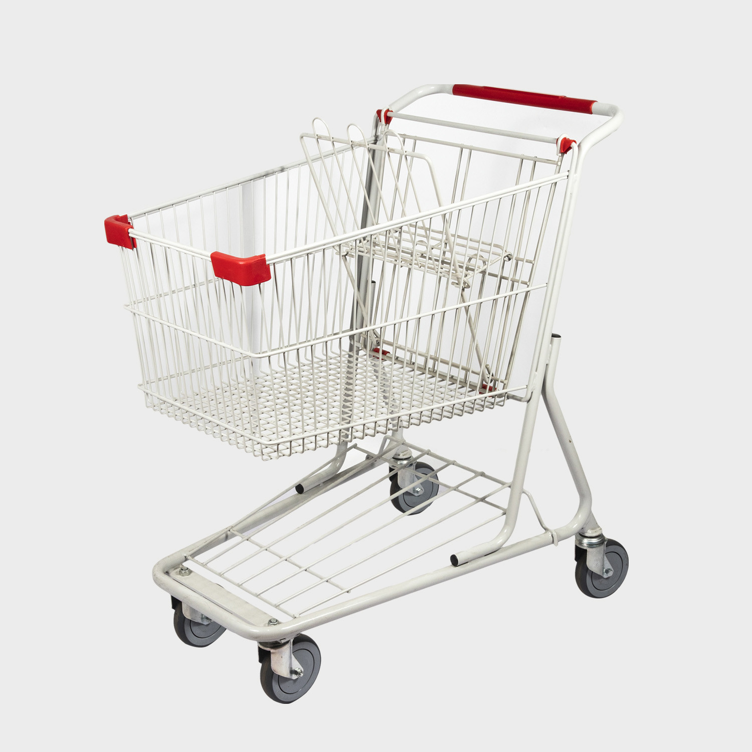 100L American Style Metal Shopping Trolley Gray White Trolley Grocery Cart With TENTE Wheels