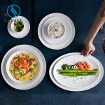 Shabby Chic White Porcelain Dinnerware Sets Spot Embossed Scratches Resistant