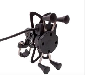 China Universal 9-24V X Claw Motorcycle Phone Mount With Usb Charger factory