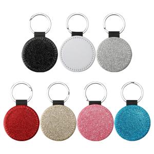 China Personalized Sparkle Leather Pendant Key Chain For Sublimation Printing factory