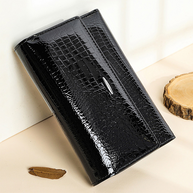 Customizable Ladies Anti-Theft Leather Wallet with Zipper Pocket and Card Holder
