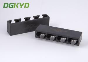 China Black plastic housing 1x4 ports right angle RJ45 connector combo modular jack factory