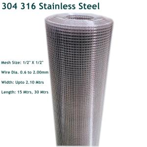 China Stainless Steel 304 316 Grade Welded Wire Mesh 12x12mm Hole Mesh 1/2&quot;X1/2&quot; factory