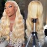 Buy cheap 180 Density Raw Indian Virgin Hair Wigs Blonde 613 13x6 frontal wig Body Wave HD from wholesalers