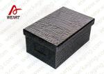 Black Leather Coated Branded Products Cardboard Gift Boxes With Lids OEM