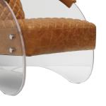 Real Leather Light Brown Contemporary Acrylic Armchair Defaico Furniture