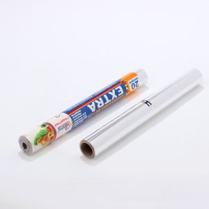 Kitchen Customized Width Aluminum Foil Roll with Plastic Film and Lubricated